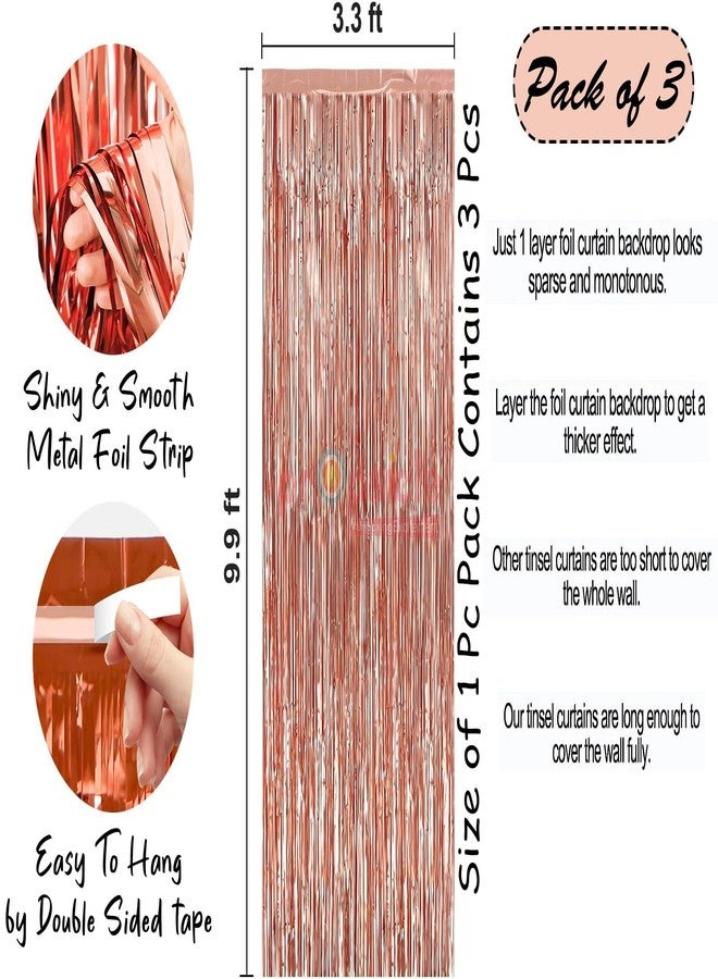 بروبسيكل مجموعة ستائر عيد ميلاد بروبسيكل من رقائق معدنية، لون ذهبي وردي، مقاس 3 أقدام × 6 أقدام، مزينة بشراشيب لامعة، مثالية لتزيين حفلات الذكرى السنوية، وحفلات توديع العزوبية، وحفلات استقبال المولود، وحفلات توديع العزوبية للعروس | تسمح بمرور الضوء - Image 2